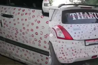 3400-kiss-se-saji-car-viral-yuvak-5500-challan-gwalior