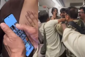 delhi-metro-cisf-jawan-girl-photo-viral-video-aiims-metro-station