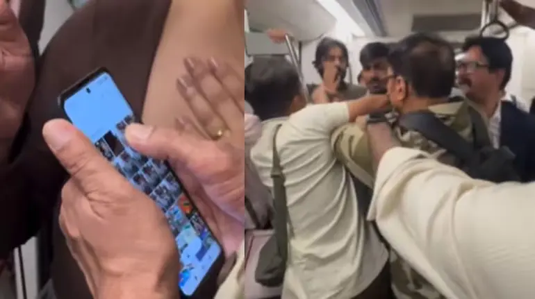 delhi-metro-cisf-jawan-girl-photo-viral-video-aiims-metro-station