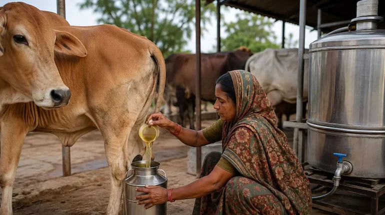 cow-urine-pilot-project-up-10-rupees-per-liter-farmers