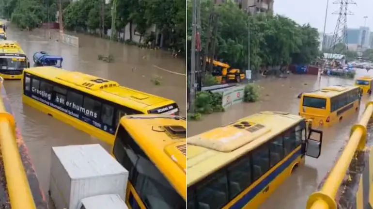 gurugram-rain-waterlogging-schools-online-wfh-traffic-jam