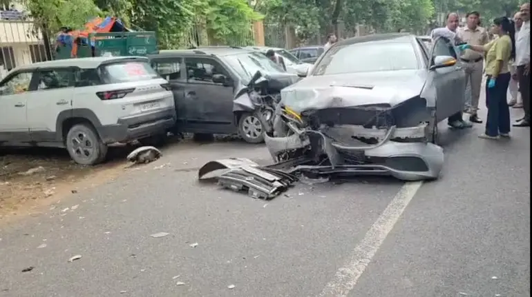 delhi-narela-mercedes-accident-woman-death-police-officer-son-arrested