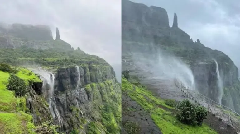 Naneghat Reverse Waterfall, नानेघाट रिवर्स वॉटरफॉल, Naneghat Waterfall, नानेघाट झरना, Reverse Waterfall Maharashtra, महाराष्ट्र रिवर्स वॉटरफॉल, Naneghat Reverse Waterfall Viral Video,