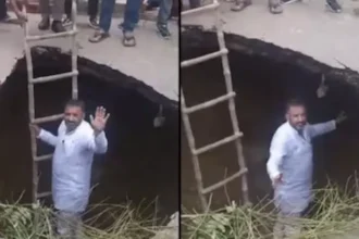agra-road-cave-in-sp-leader-nitin-kohli-video-viral