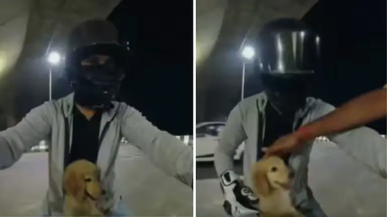patna-police-stops-bike-rider-puppy-viral-video