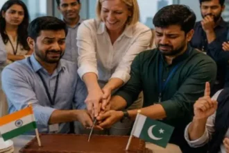 dubai-office-indian-pakistani-employees-independence-day-celebration-viral-video