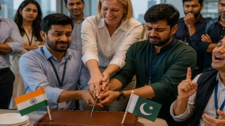 dubai-office-indian-pakistani-employees-independence-day-celebration-viral-video
